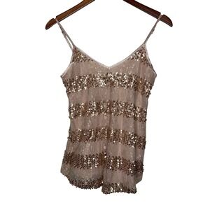 BKE Blush Sequin Embellished Lace Sleeveless Tank Top‎ - Women's Size Medium